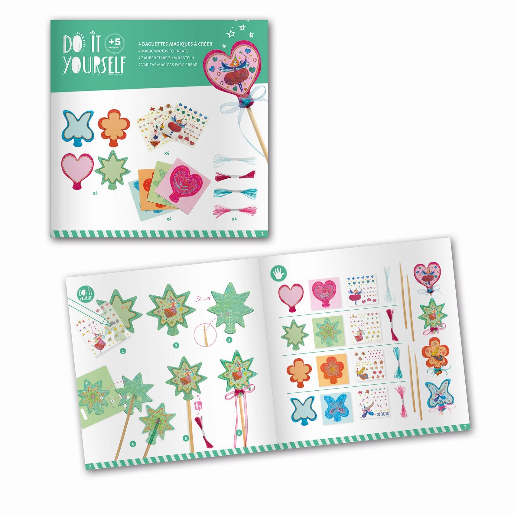 Djeco Do it Yourself Create 4 Magic Fairy Wands Kit for Ages 5 and Up