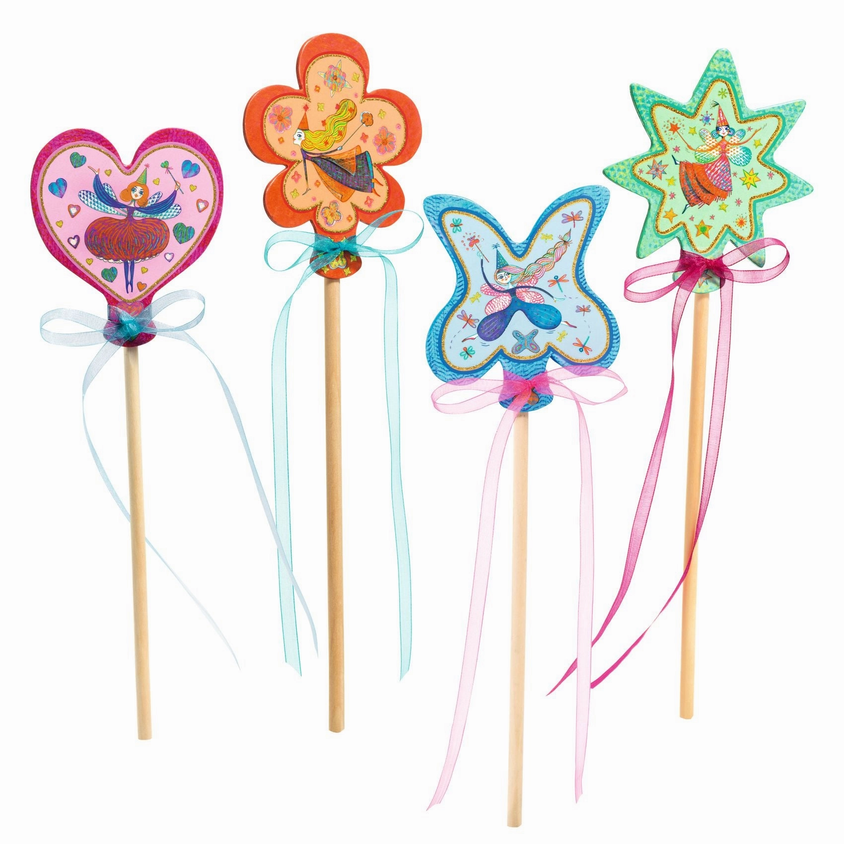 Djeco Do it Yourself Create 4 Magic Fairy Wands Kit for Ages 5 and Up