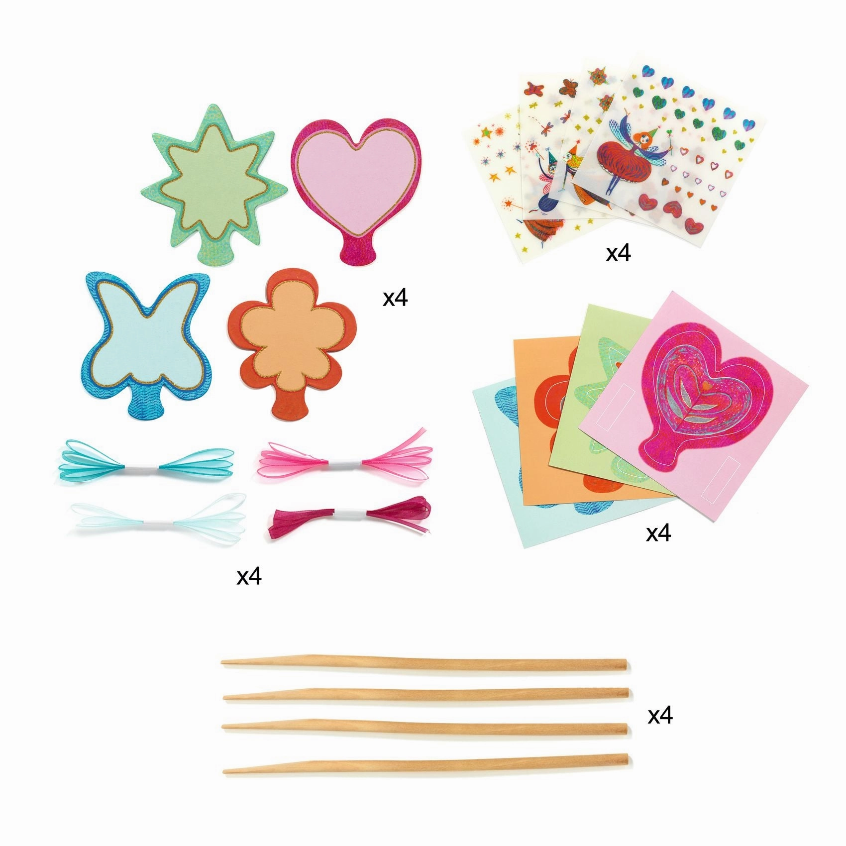Djeco Do it Yourself Create 4 Magic Fairy Wands Kit for Ages 5 and Up