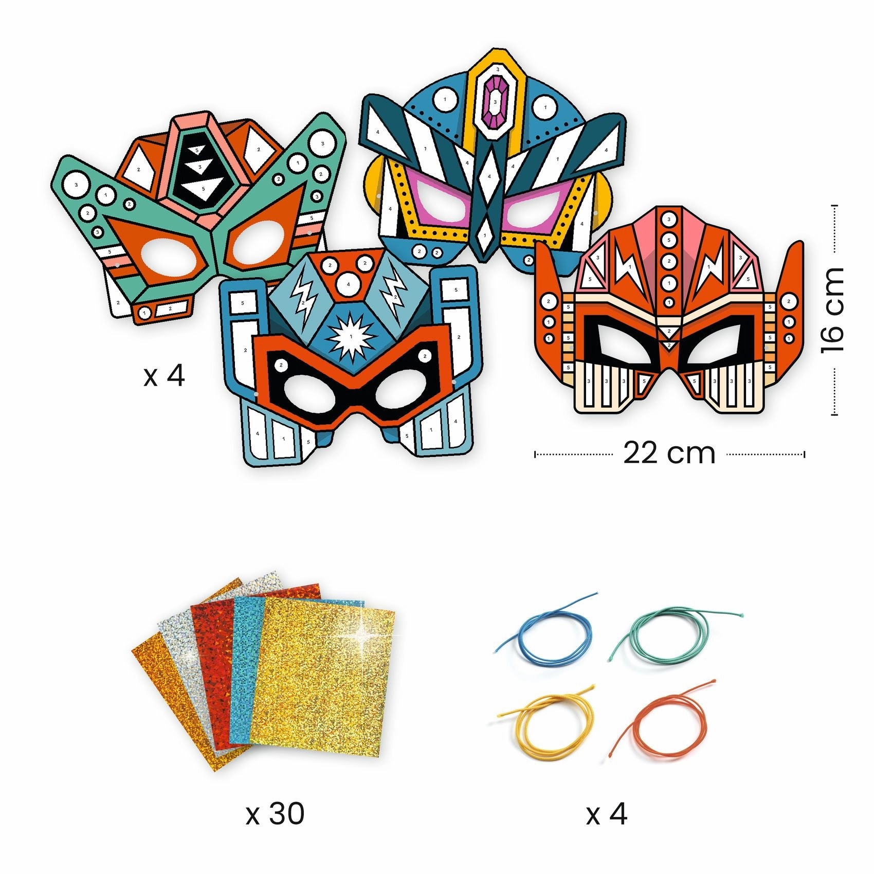 Djeco Do it Yourself Create 4 Super Robot Masks Kit for Ages 5 and Up