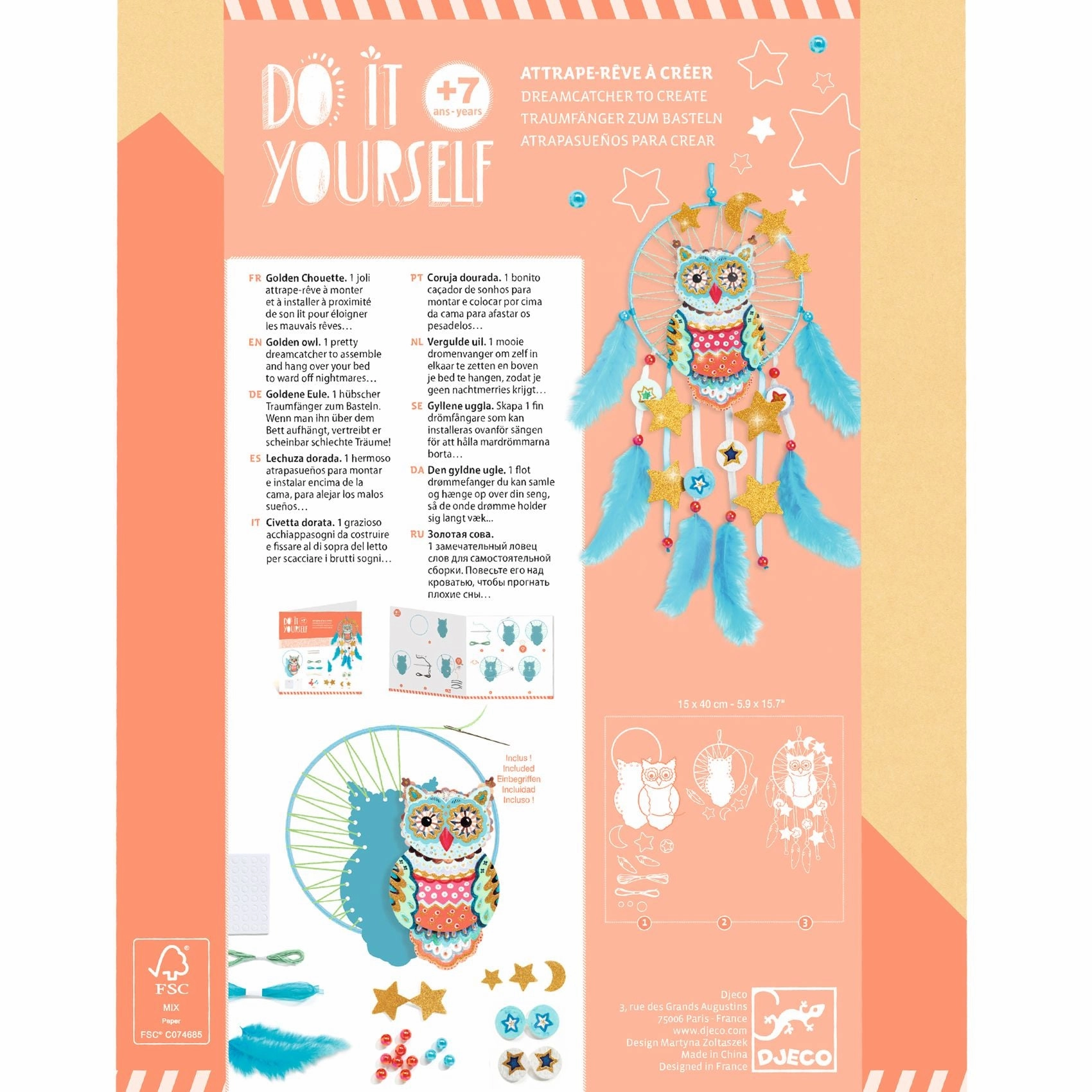 Djeco Do it Yourself Create a Golden Owl Dreamcatcher for Ages 7 & Up