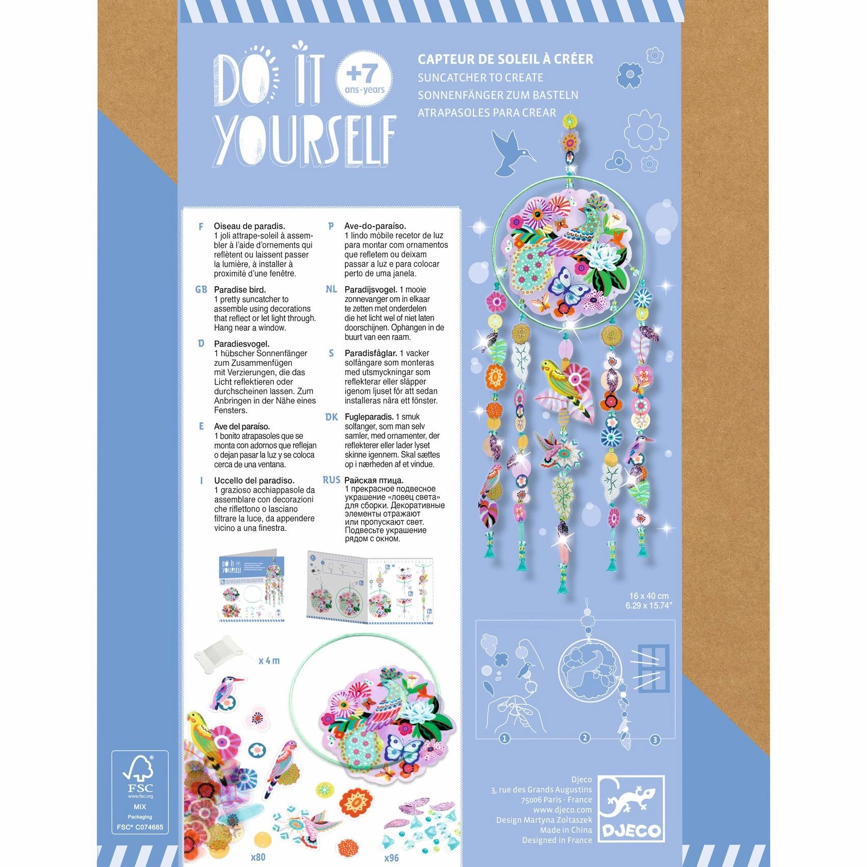 Djeco Do it Yourself Create a Paradise Bird Suncatcher for Ages 7 & Up