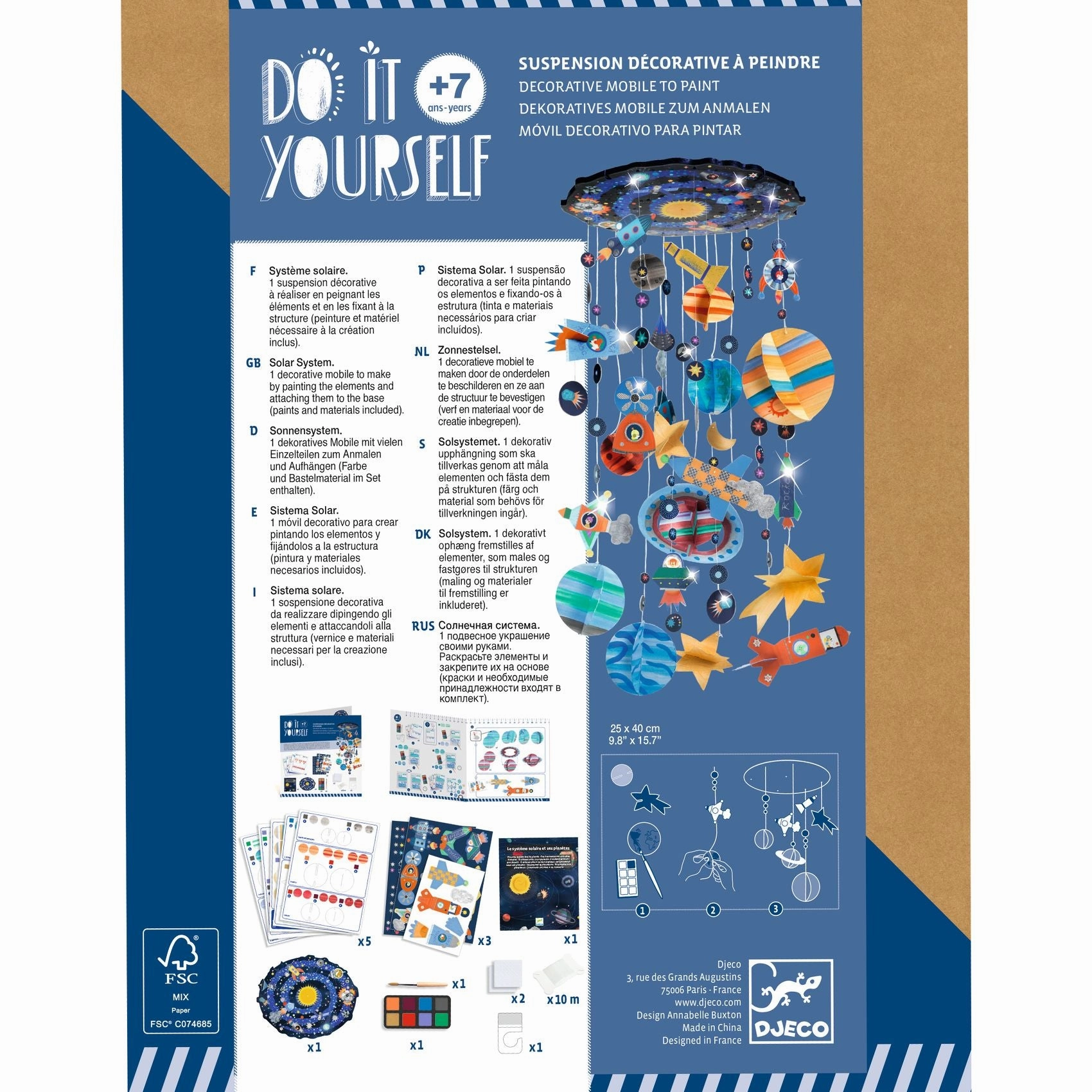 Djeco Do it Yourself Create & Paint a Solar System Mobile for Ages 7 