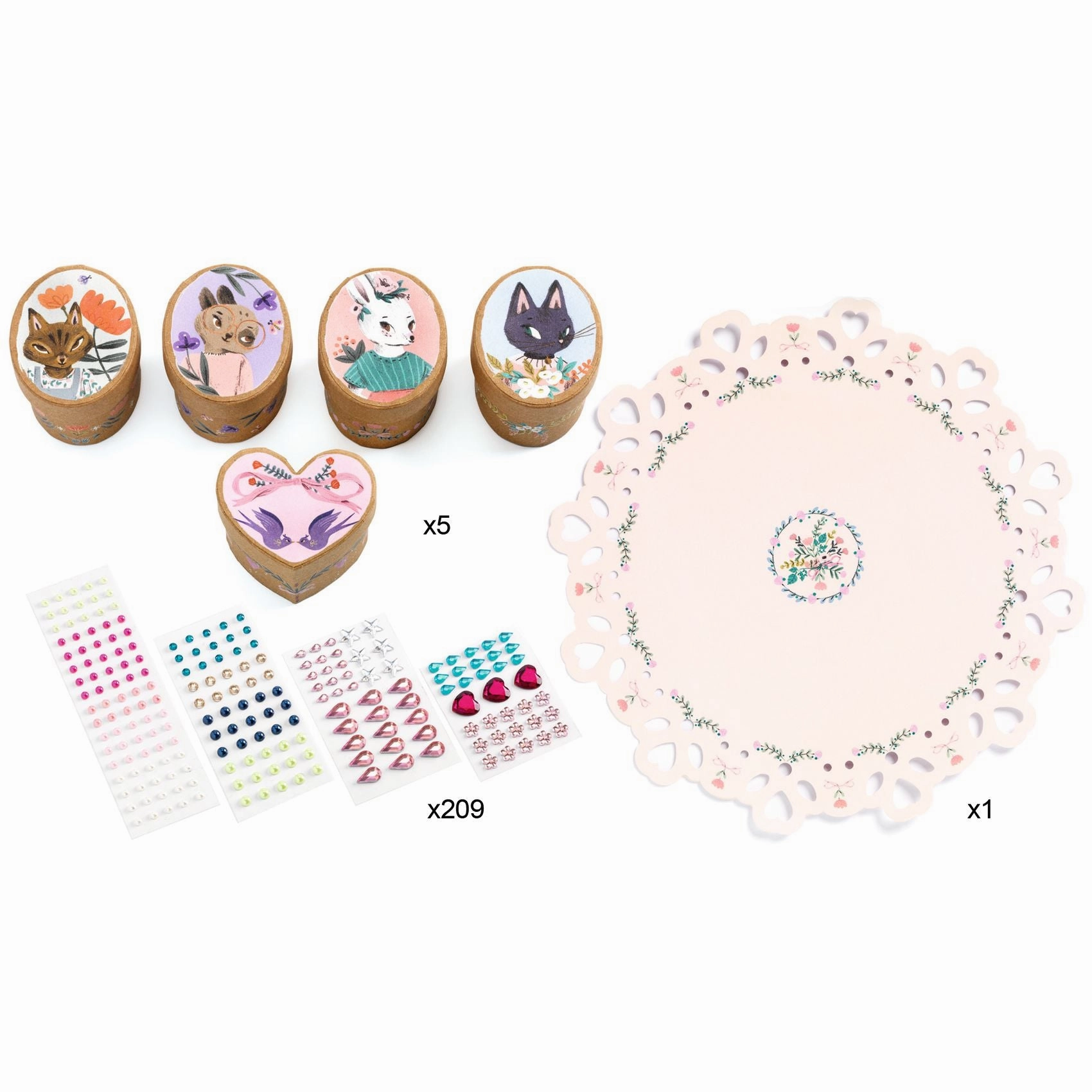 Djeco Do it Yourself Decorate 5 Mini Boxes Craft Kit for Ages 6 and Up