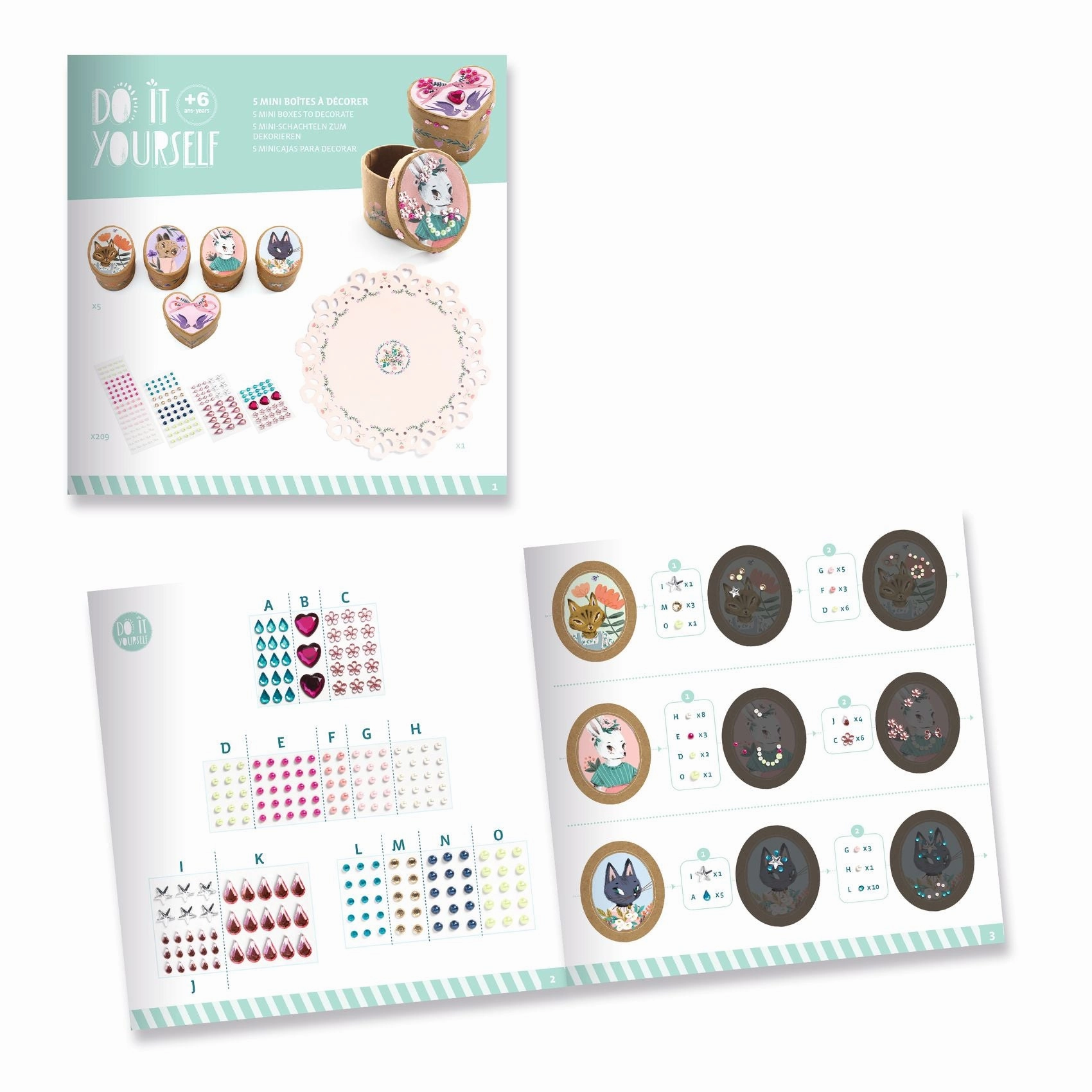 Djeco Do it Yourself Decorate 5 Mini Boxes Craft Kit for Ages 6 and Up