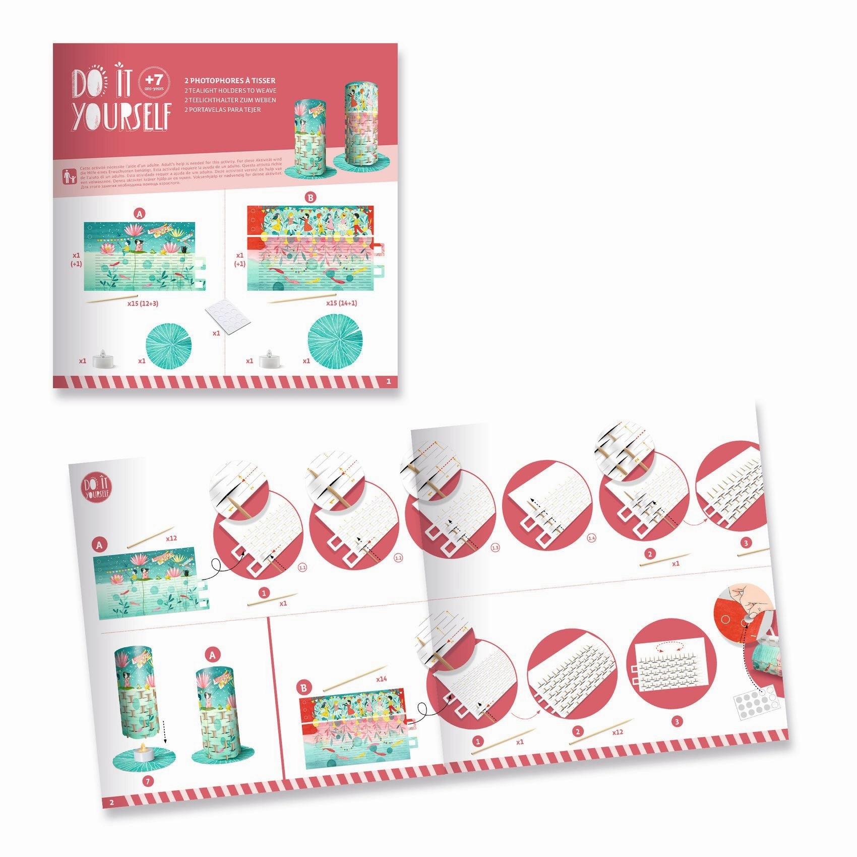 Djeco Do it Yourself Weave 2 Paper Lanterns Craft Kit for Ages 7 & Up