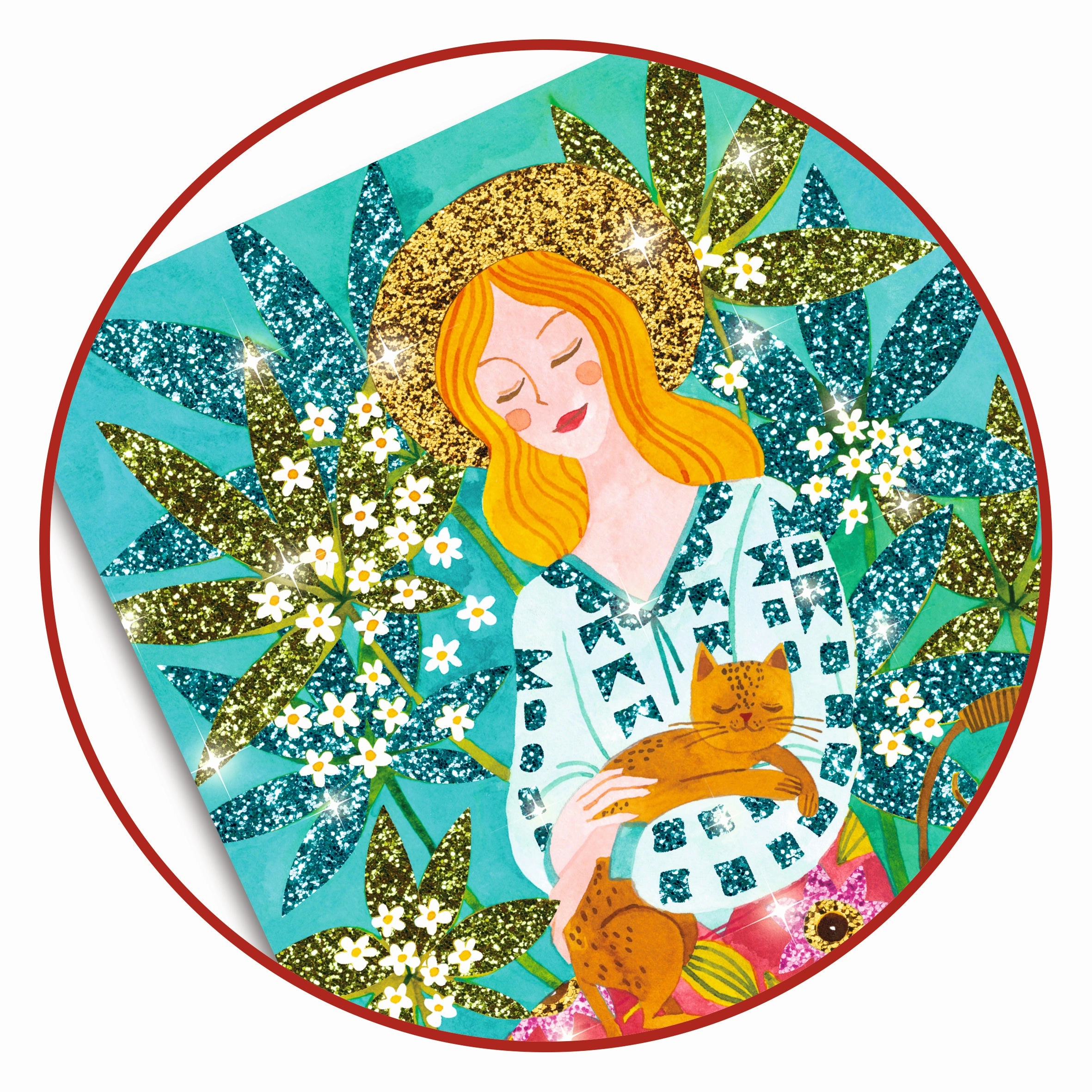 Djeco Flower Girls Glitter Boards Mess-Free Craft Kit for Ages 6 & Up