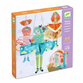 Djeco Fold 3 Paper Dresses for Hanging Dolls Craft Kit for Ages 6 & Up