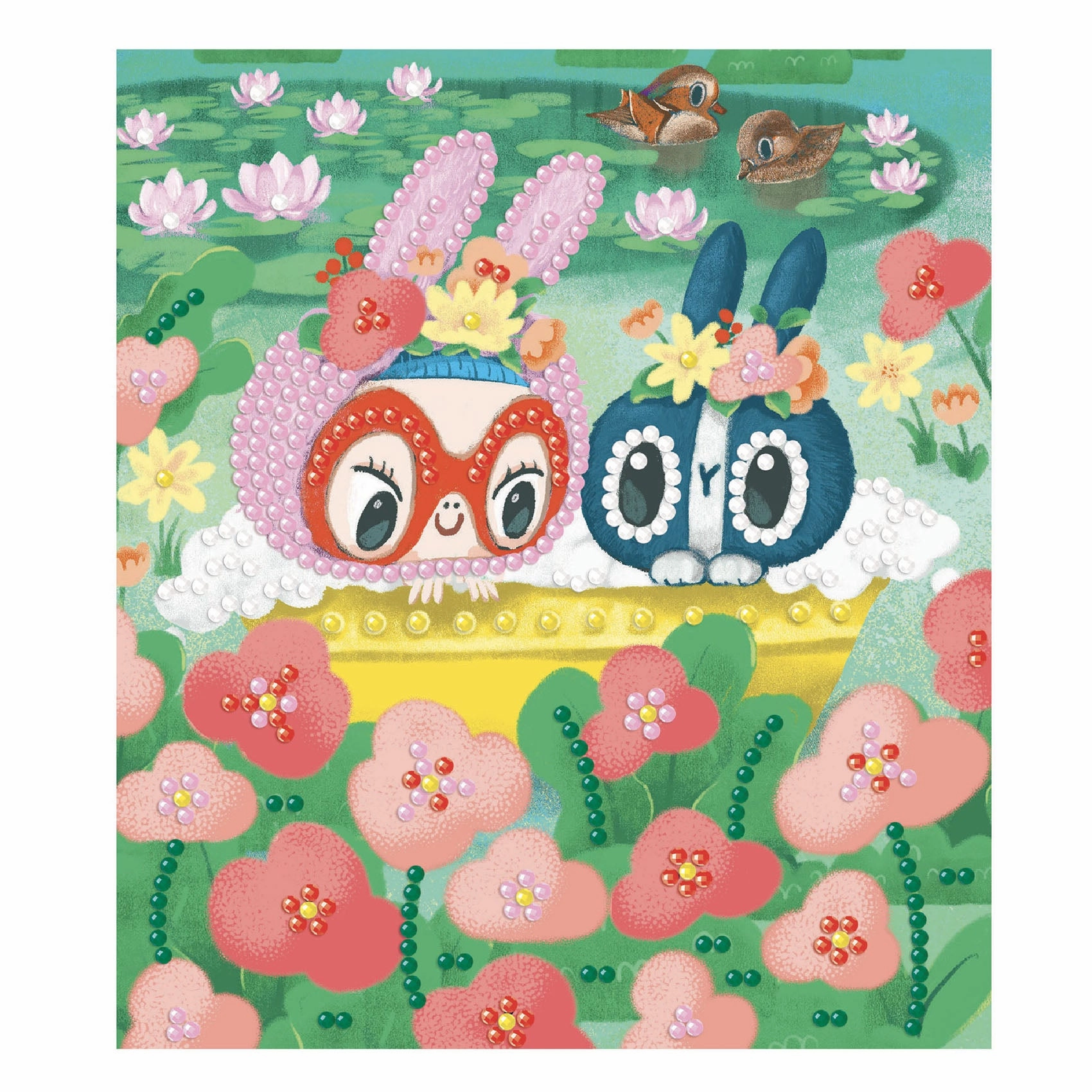 Djeco Friendship Themed Artistic Diamond Art Craft Kit for Ages 7 & Up
