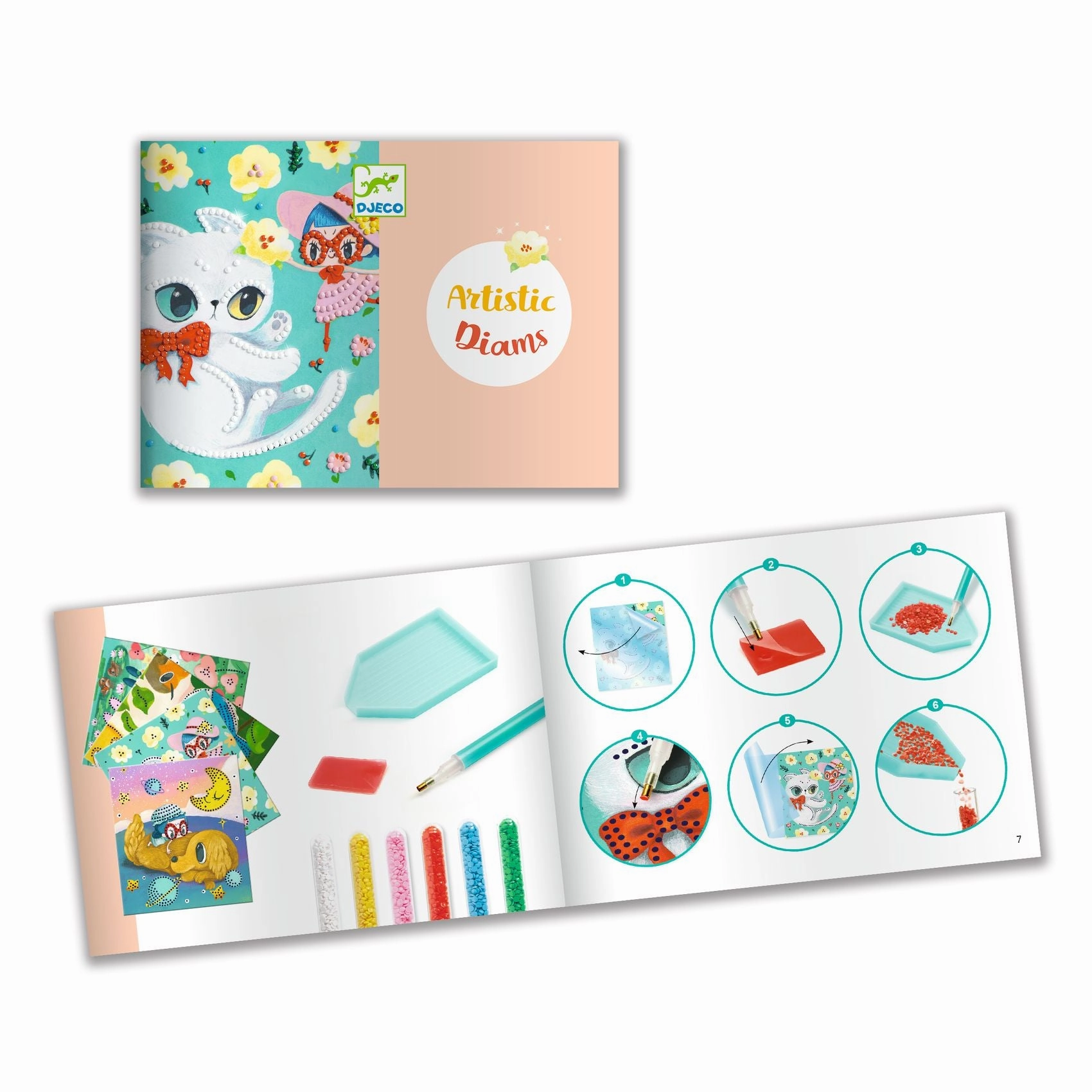 Djeco Friendship Themed Artistic Diamond Art Craft Kit for Ages 7 & Up