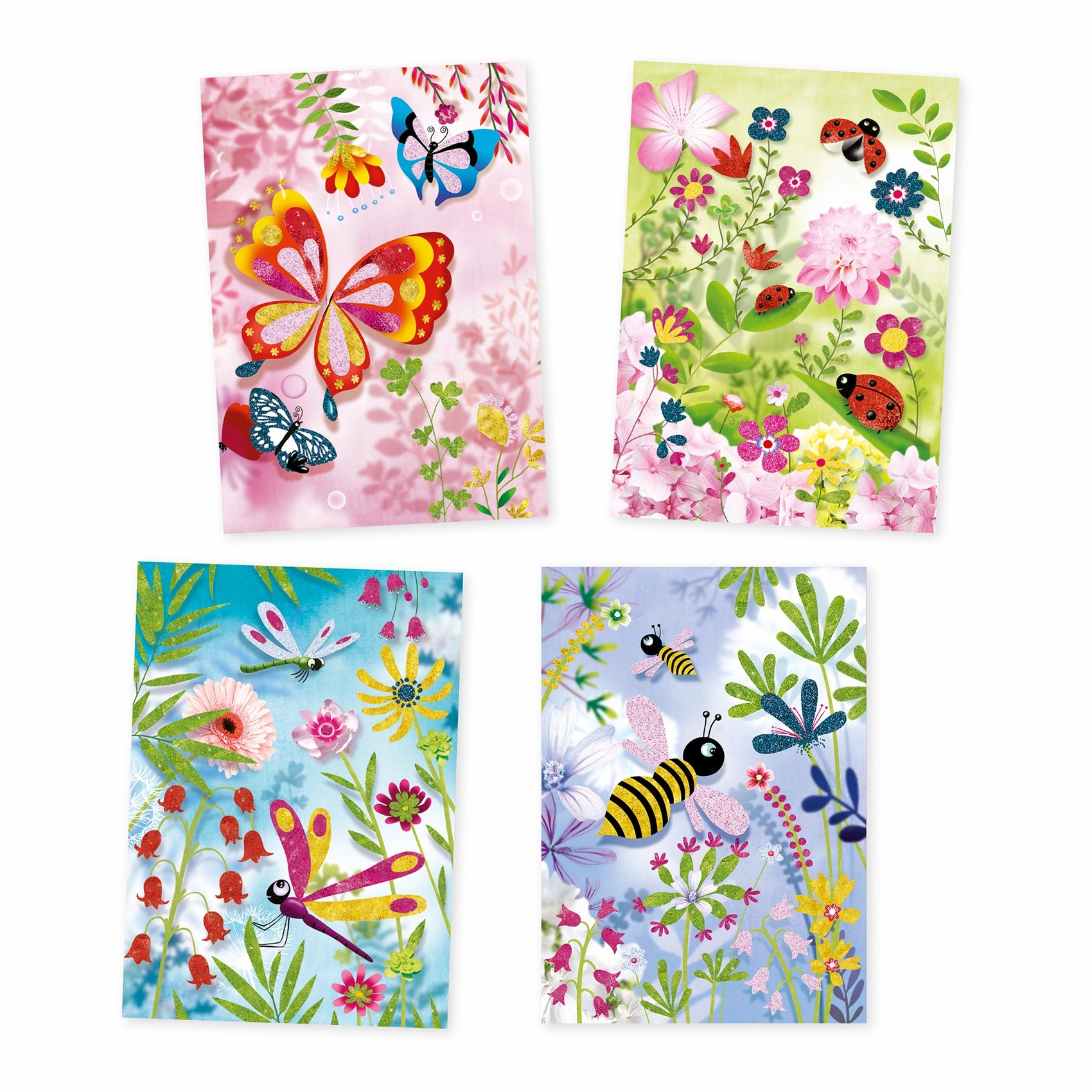 Djeco Insects Theme Glitter Boards Mess-Free Craft Kit for Ages 6 & Up