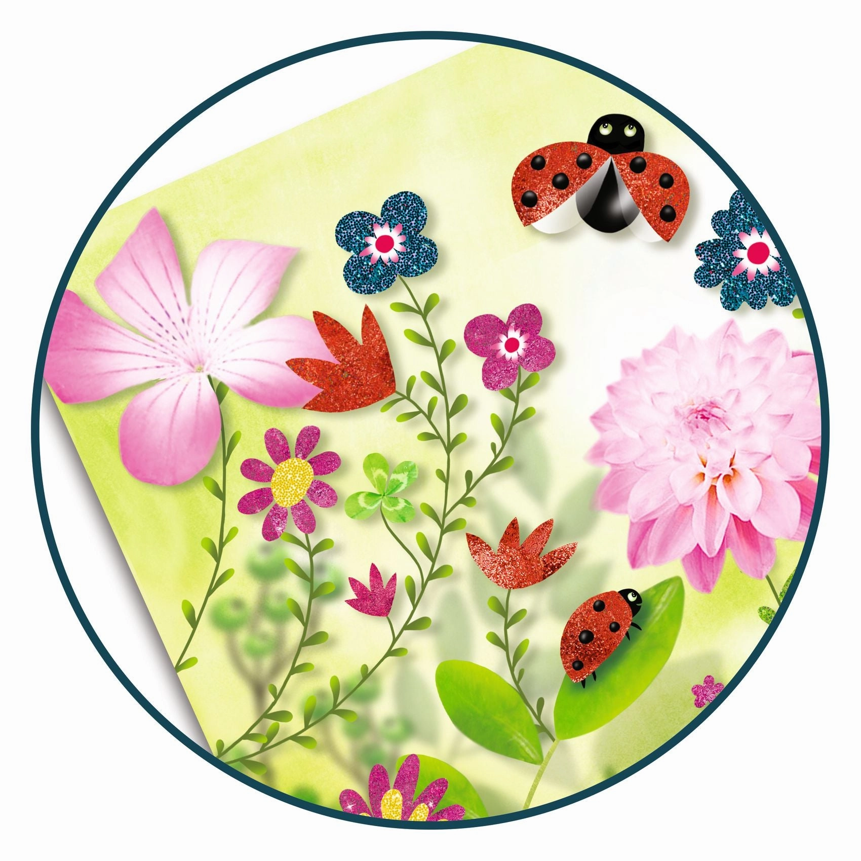 Djeco Insects Theme Glitter Boards Mess-Free Craft Kit for Ages 6 & Up