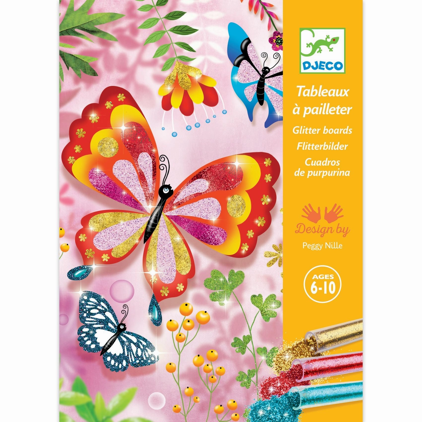 Djeco Insects Theme Glitter Boards Mess-Free Craft Kit for Ages 6 & Up