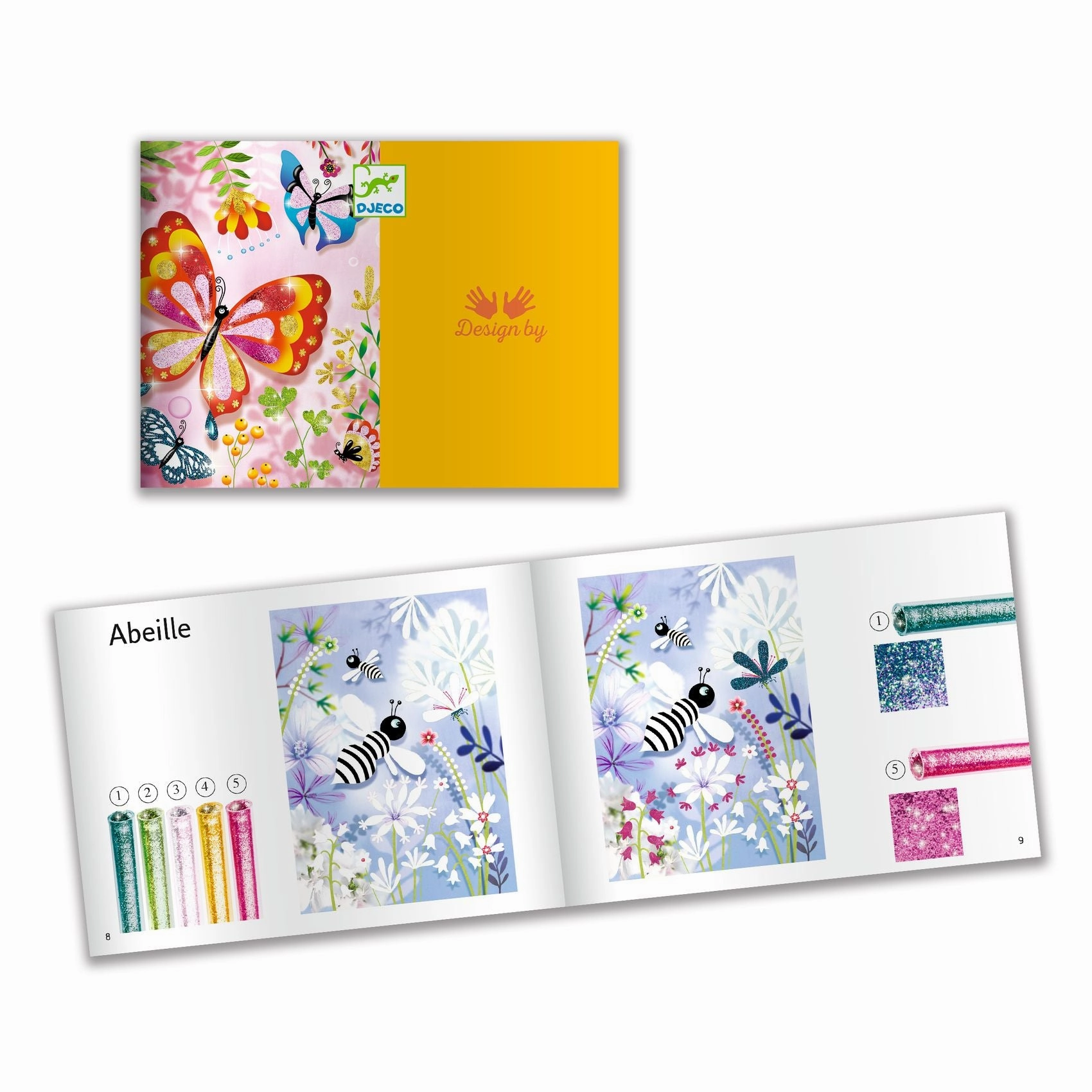Djeco Insects Theme Glitter Boards Mess-Free Craft Kit for Ages 6 & Up