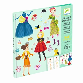 Djeco Massive Fashion Dress Up Paper Dolls with Stickers for Ages 5 