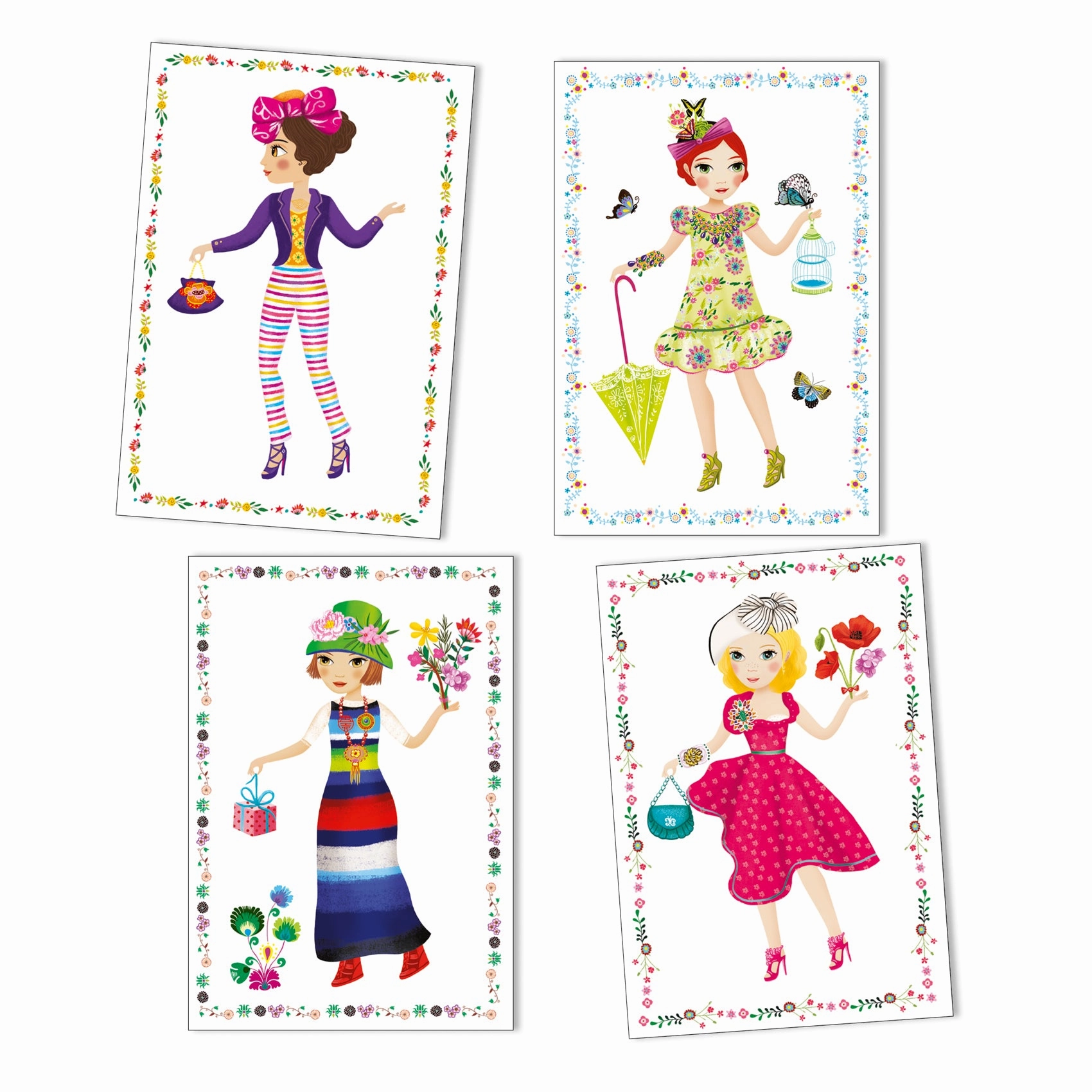 Djeco Massive Fashion Dress Up Paper Dolls with Stickers for Ages 5 