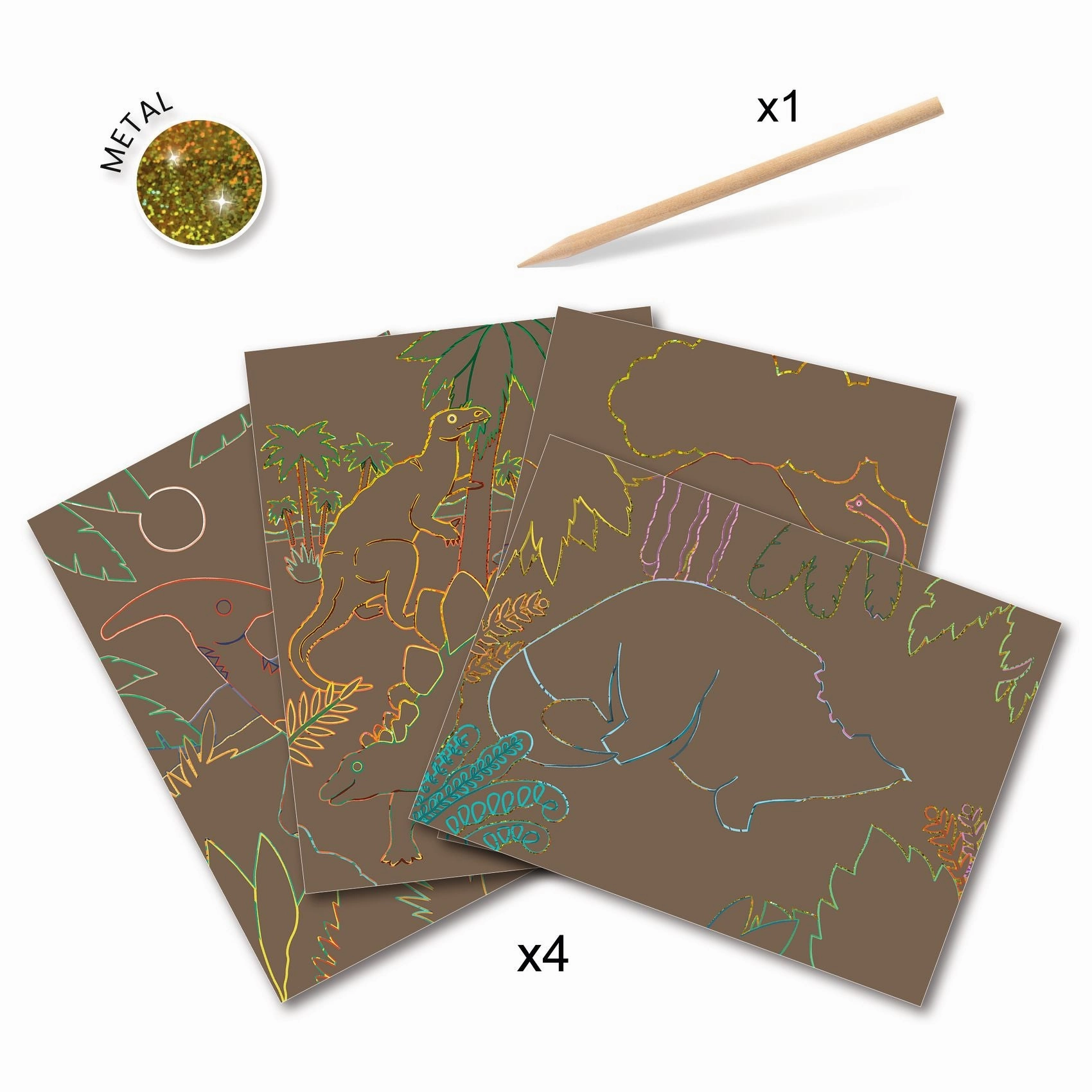 Djeco When Dinosaurs Reigned Gold Scratch Art Boards for Ages 6 and Up