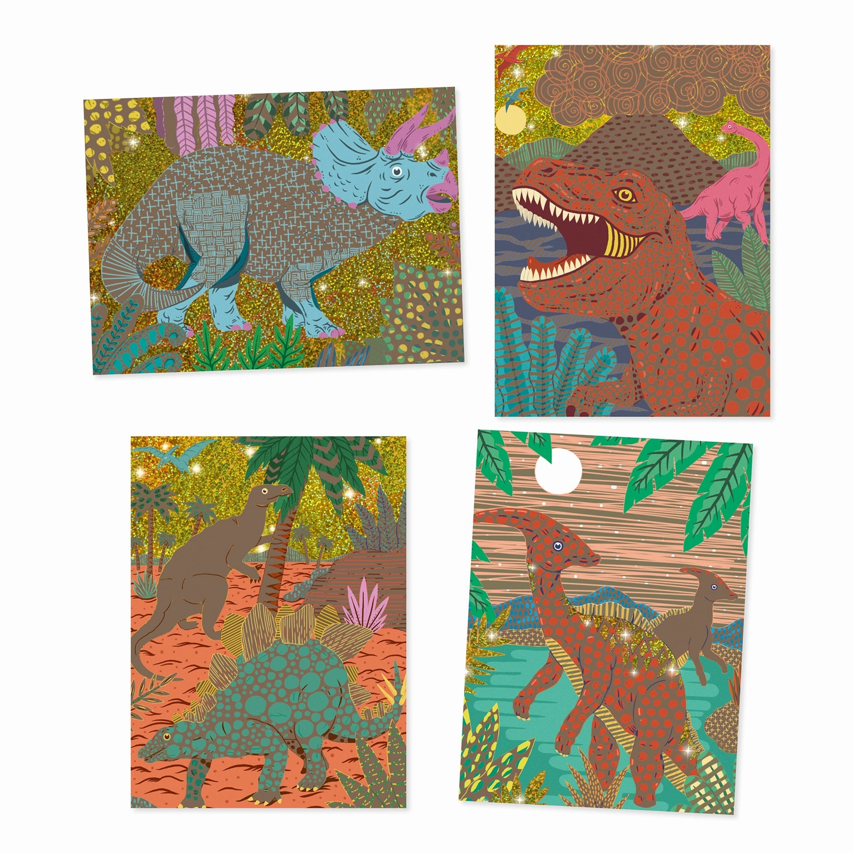 Djeco When Dinosaurs Reigned Gold Scratch Art Boards for Ages 6 and Up