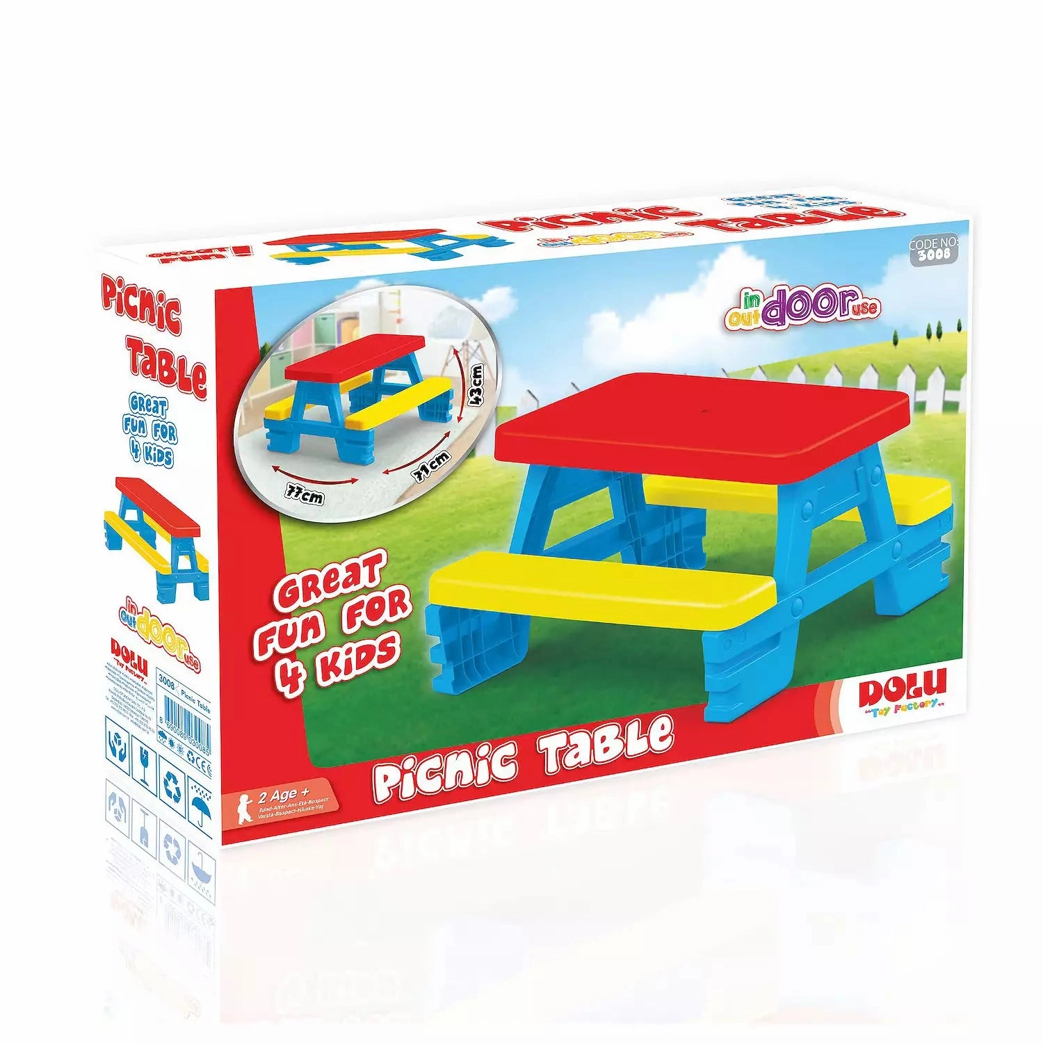Dolu Colorful Kids' Picnic Table Set for 4 - Multi-Color
