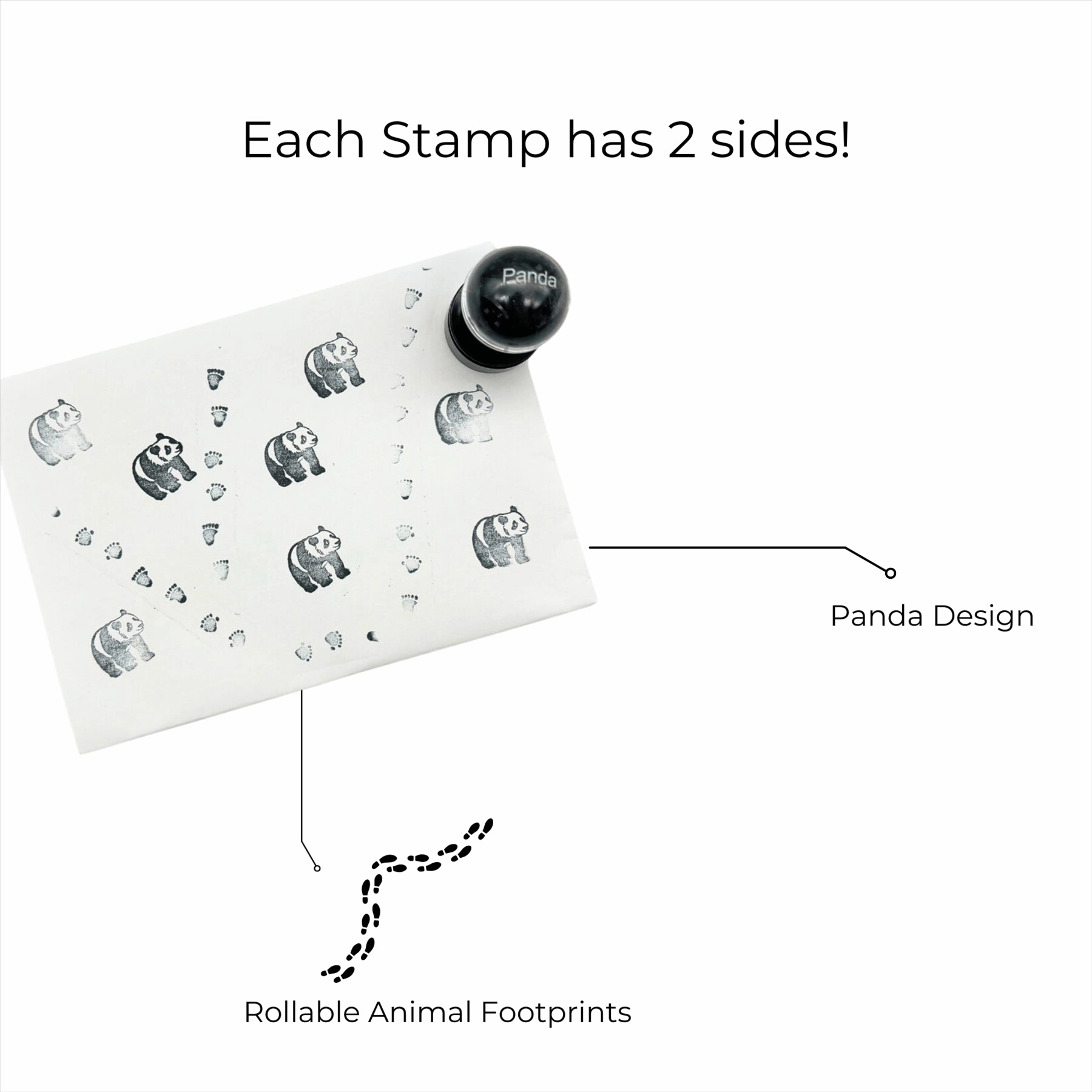 Double Sided Self Inking Panda Stamper with Roller (single)
