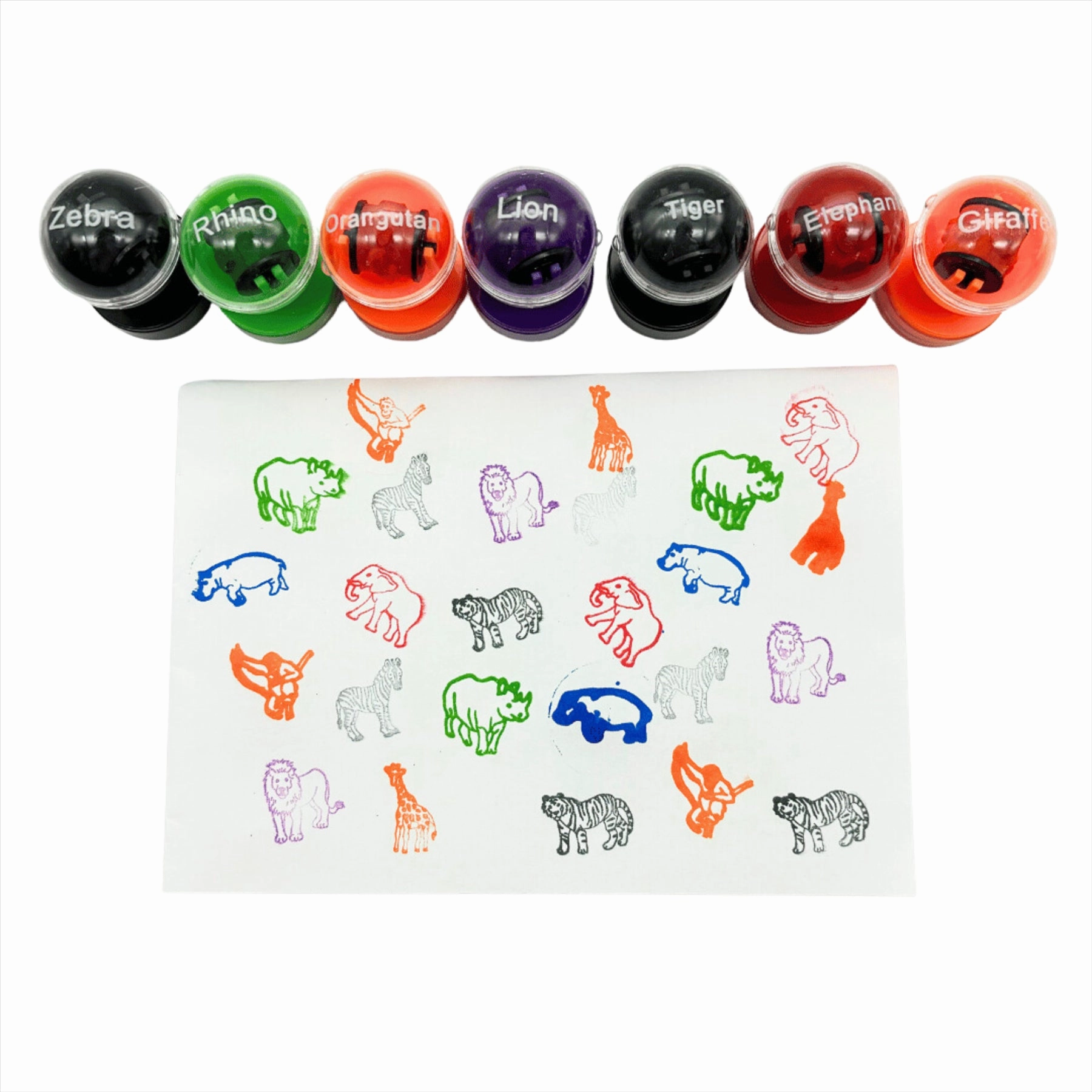 Double Sided Self Inking Wild Animal Stamper with Roller (single)
