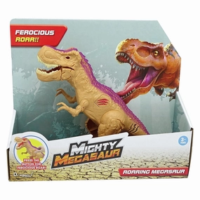Dragon-I Mighty Megasaur Roaring T-Rex Dinosaur Action Figure for Kids Ages 3 , Brown