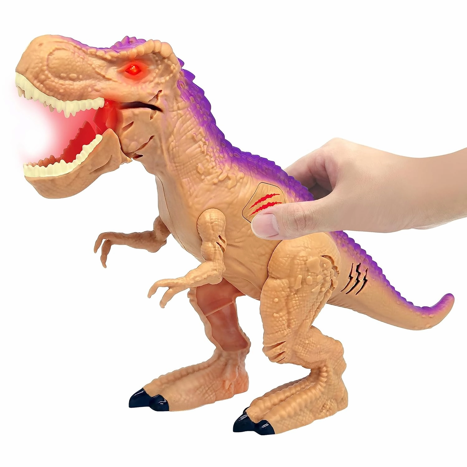 Dragon-I Mighty Megasaur Roaring T-Rex Dinosaur Action Figure for Kids Ages 3 , Brown