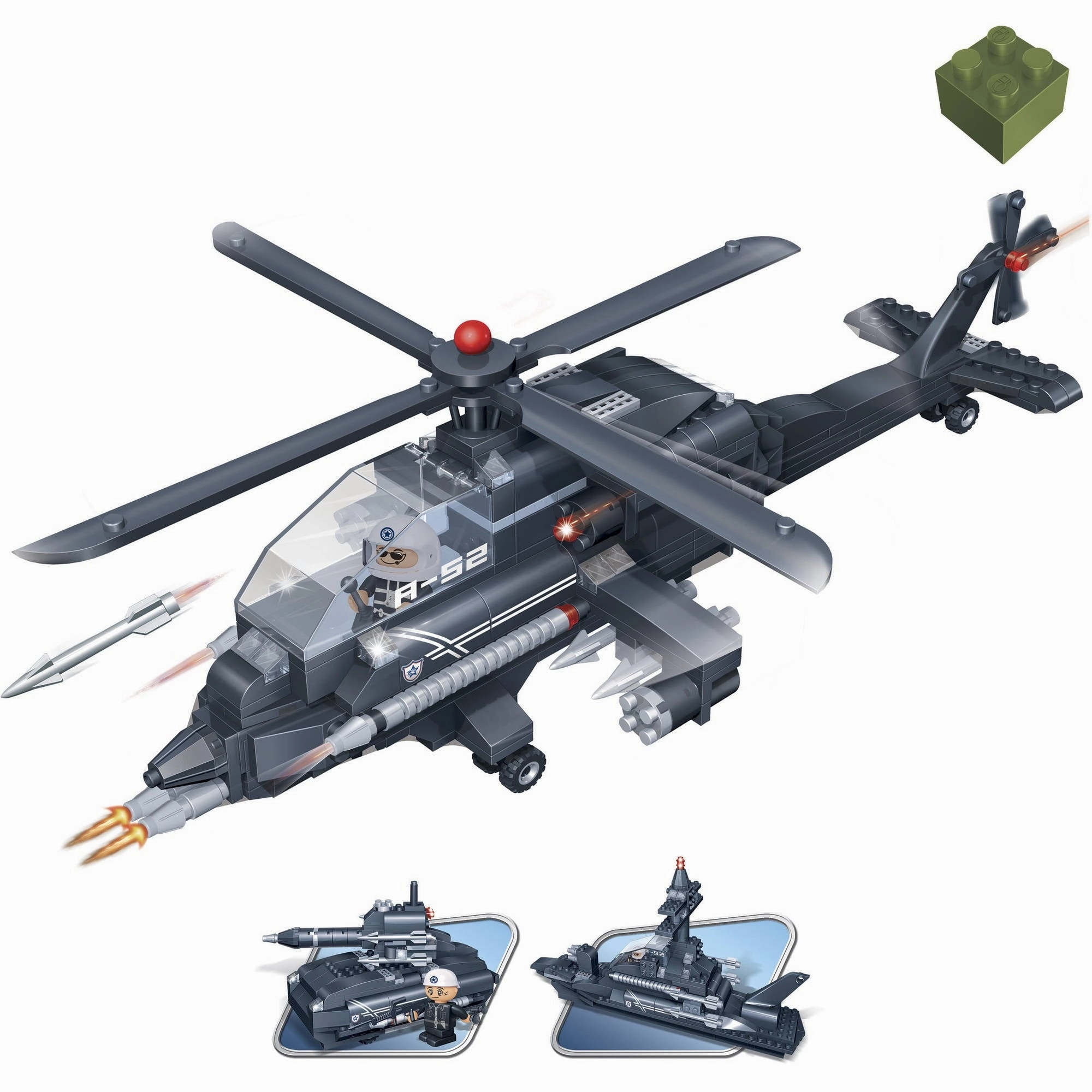 Dynamic Trio 3-in-1 Helicopter Building Set - 295 Pieces
