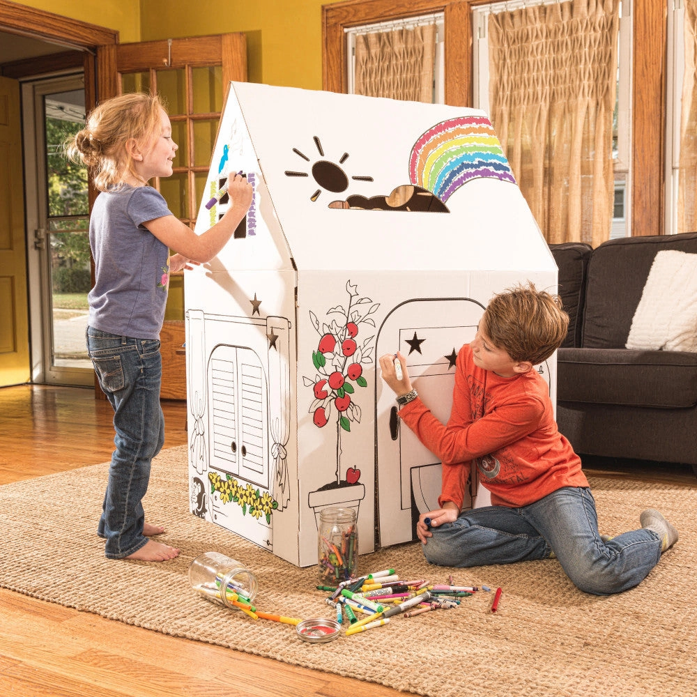 Easy Playhouse Clubhouse - Creative Cardboard Fort for Kids, Made in USA