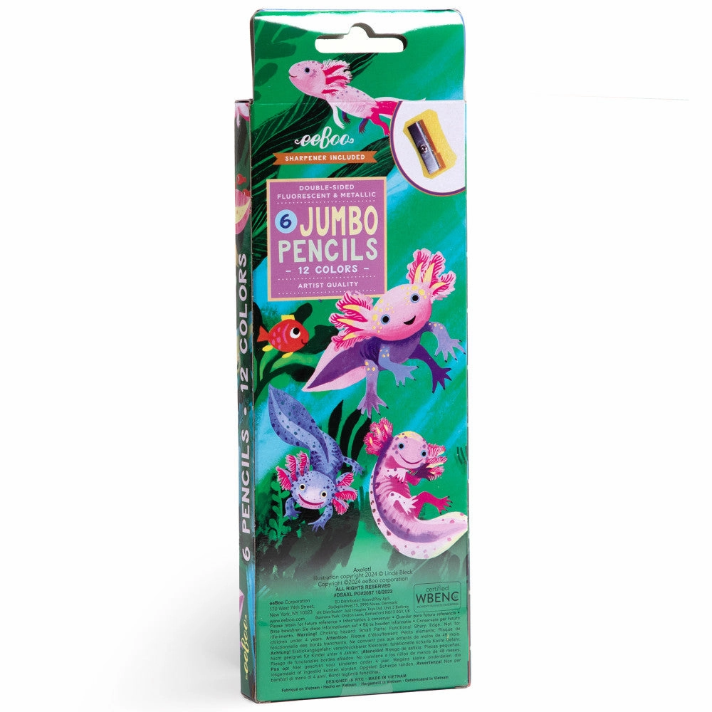 eeBoo Axolotl Collection Double-Sided Jumbo Colored Pencils - 12 Colors