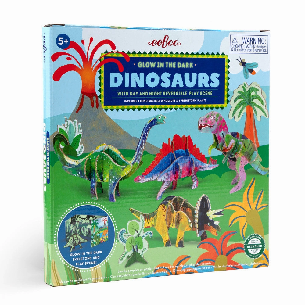 eeBoo Dinosaur Glow-In-The-Dark 3D Building Set for Kids, Ages 5 