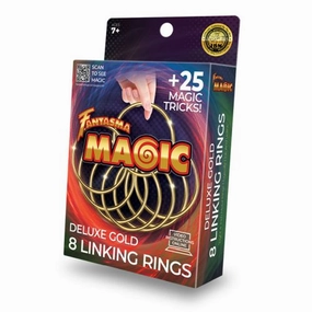 Enchanting Gold Metal Linking Rings Magic Trick Set with 25  Illusions