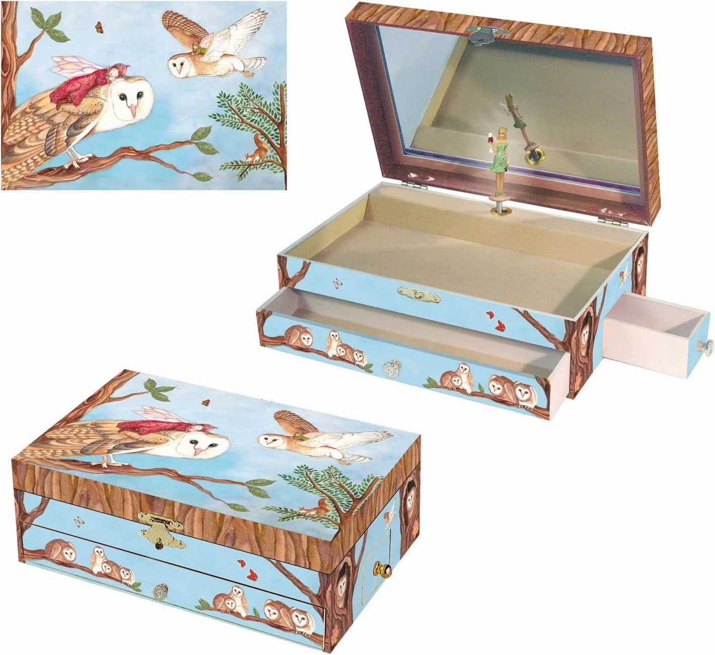 Enchantmints Owl Travellers Music Jewelry Box for Girls