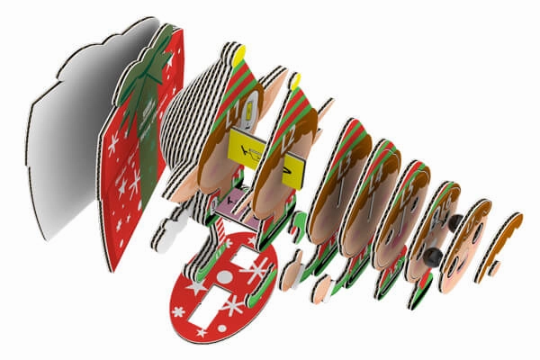 Eugy 3D Christmas Elf Cardboard Craft Kit for Children Ages 6 and Up