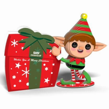 Eugy 3D Christmas Elf Cardboard Craft Kit for Children Ages 6 and Up