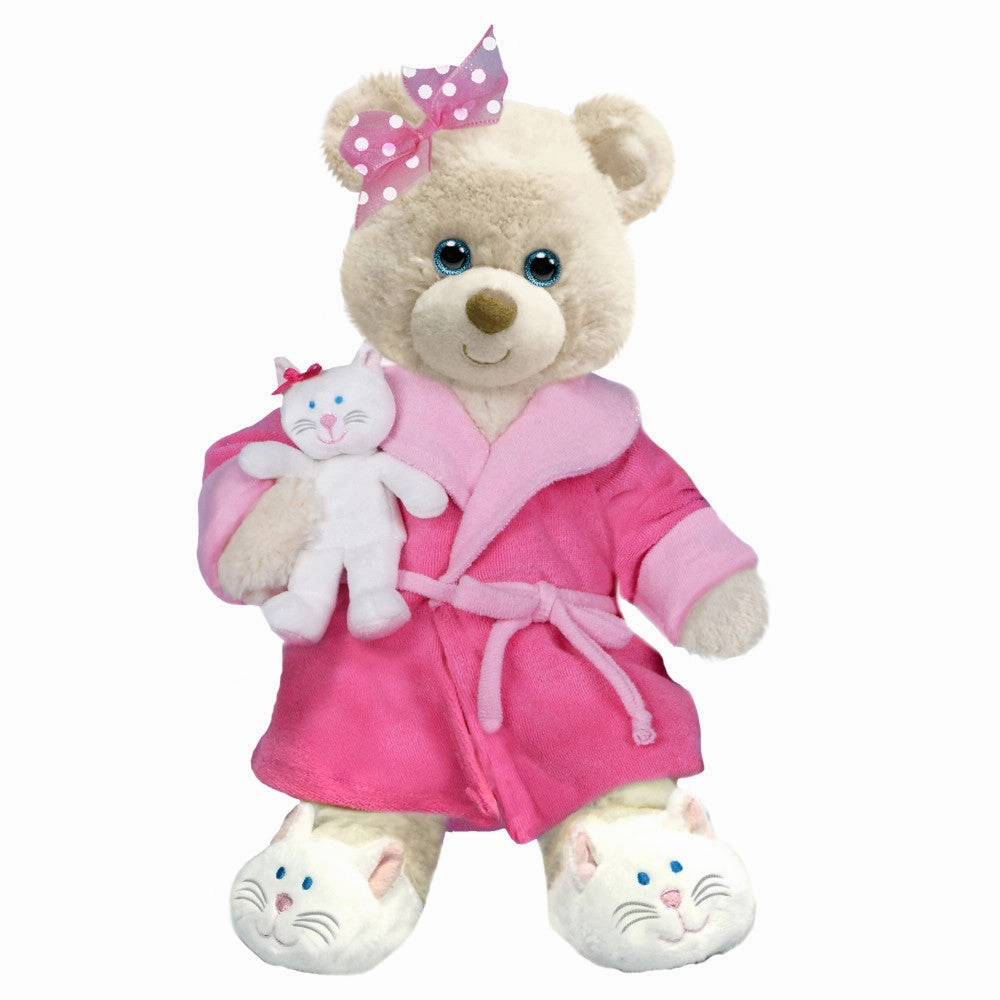 First and Main Get Well 10 inch Plush Bear - Recuperate Kate with Pink Robe