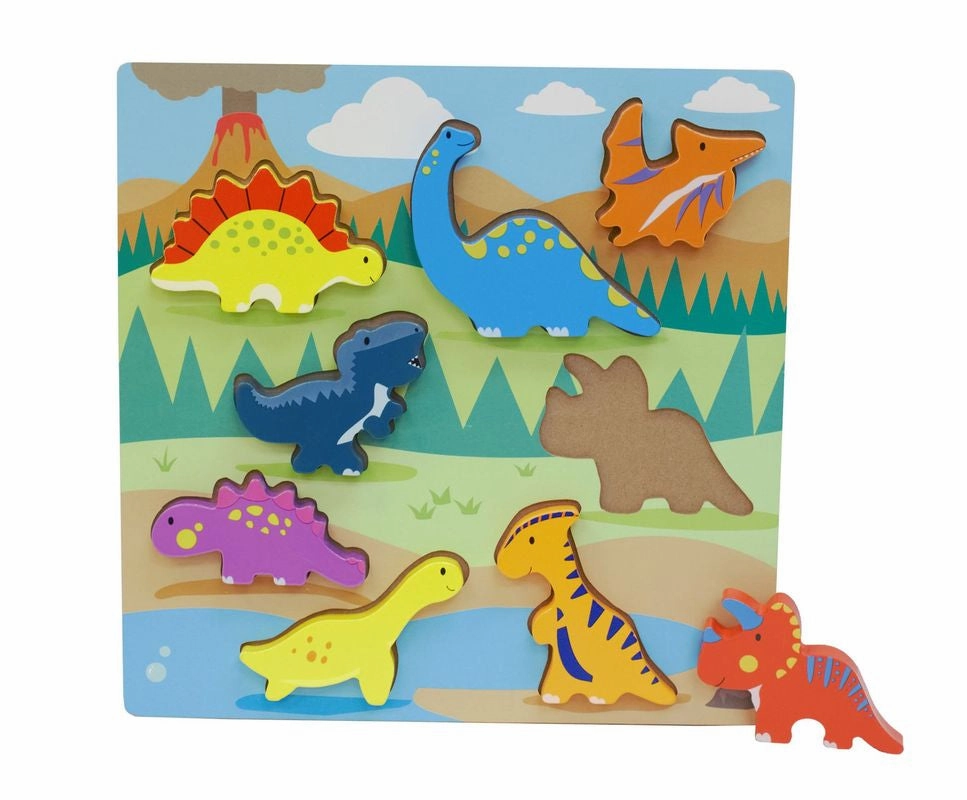First Learning Wooden Chunky Puzzle Dinosaurs