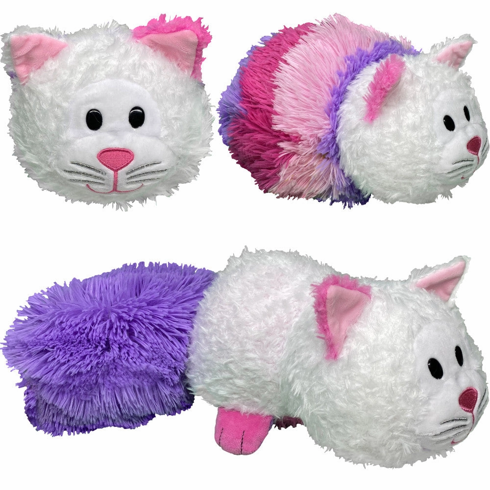 FlipaZoo Magic Tails 2-in-1 Plush - Pink Unicorn to White Cat 14 Inch Cuddly Pillow