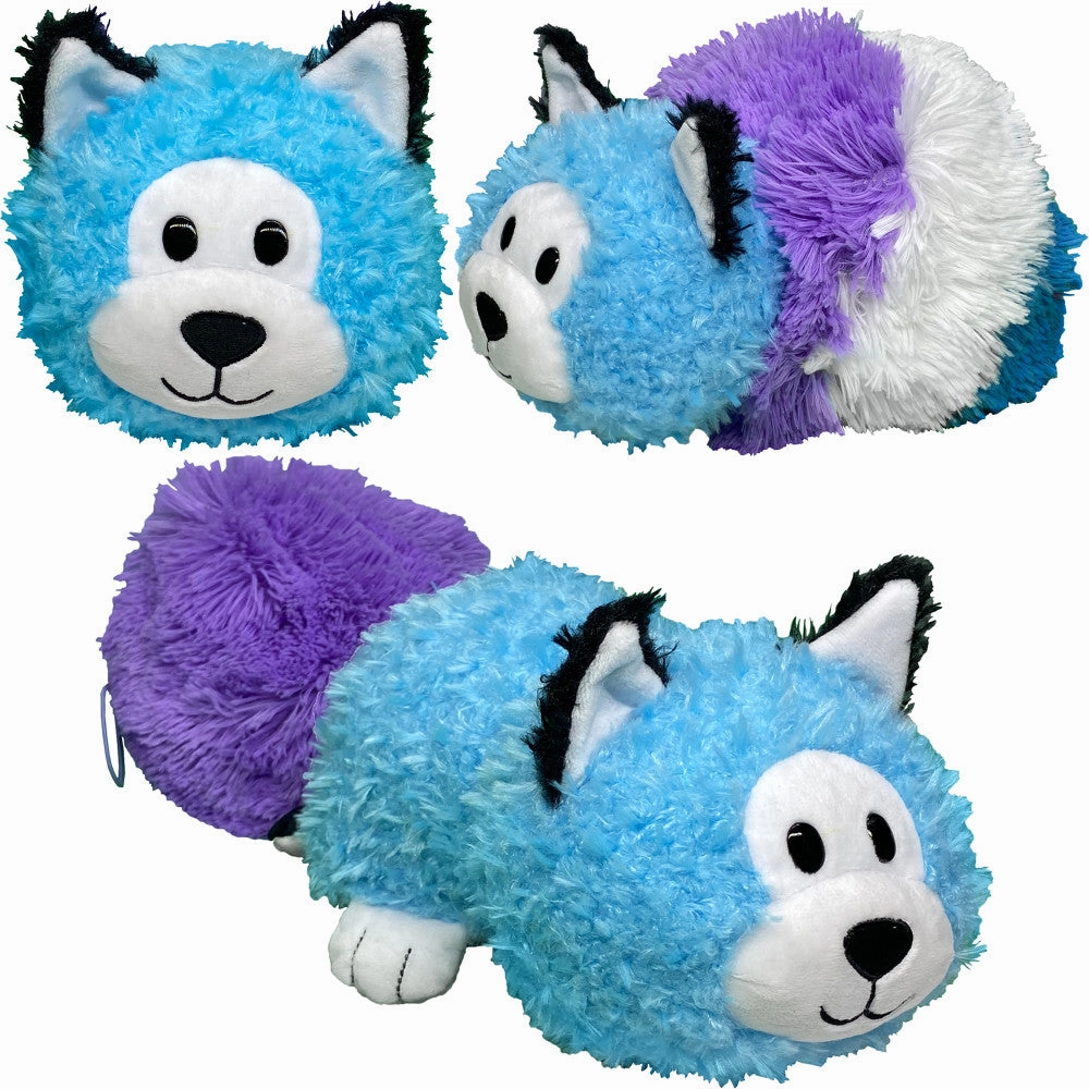 FlipaZoo Magic Tails 2-in-1 Plush - Transforming Purple Cat to Blue Husky