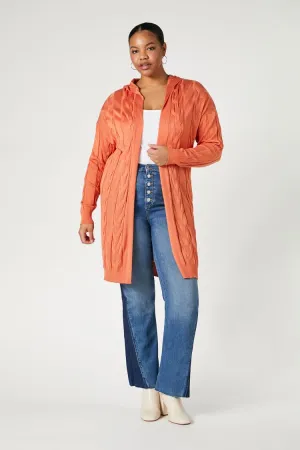 Forever 21 Knit Plus Women's Hooded Cardigan Sweater Clay Forever 21