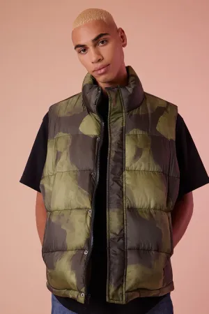 Forever 21 Men's Cloud Wash Puffer Vest Black/Olive Forever 21