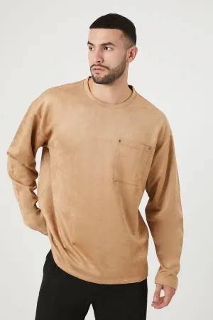 Forever 21 Men's Faux Suede Long-Sleeve Top Coffee Forever 21