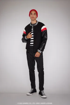 Forever 21 Men's Hello Kitty Striped Varsity Jacket Black/Multi Forever 21