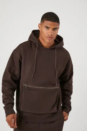 Forever 21 Men's Zip-Pocket Fleece Hoodie Sweatshirt Cocoa Forever 21
