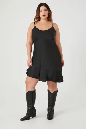 Forever 21 Plus Asymmetrical Satin Mini Dress Black Forever 21