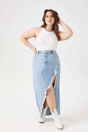 Forever 21 Plus Women's Asymmetrical Denim Skirt Medium Denim Forever 21