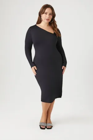 Forever 21 Plus Women's Asymmetrical Midi Dress Black Forever 21