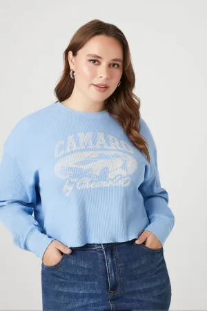 Forever 21 Plus Women's Camaro Crop Top Blue/White Forever 21