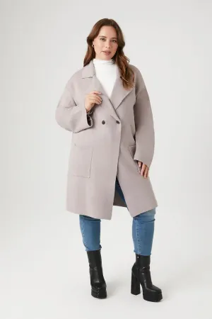 Forever 21 Plus Women's Double-Breasted Longline Coat Tan Forever 21