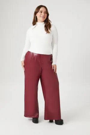 Forever 21 Plus Women's Faux Leather/Pleather Trouser Pants Maroon Forever 21